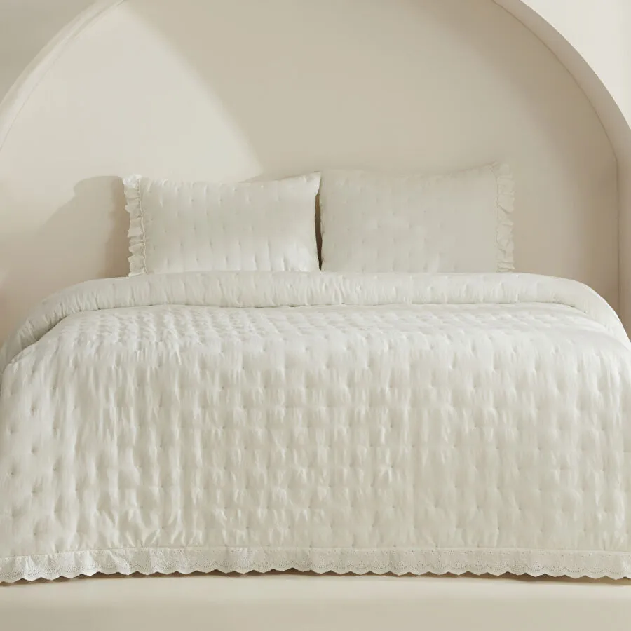 مجموعة غطاء سرير مزدوج Karaca Home Aurora أبيض