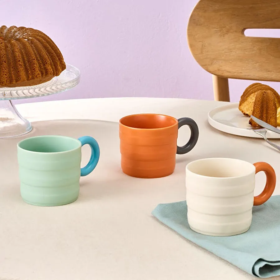 KARACA ADORA 3'LÜ 300 ML MUG, MULTICOLOR