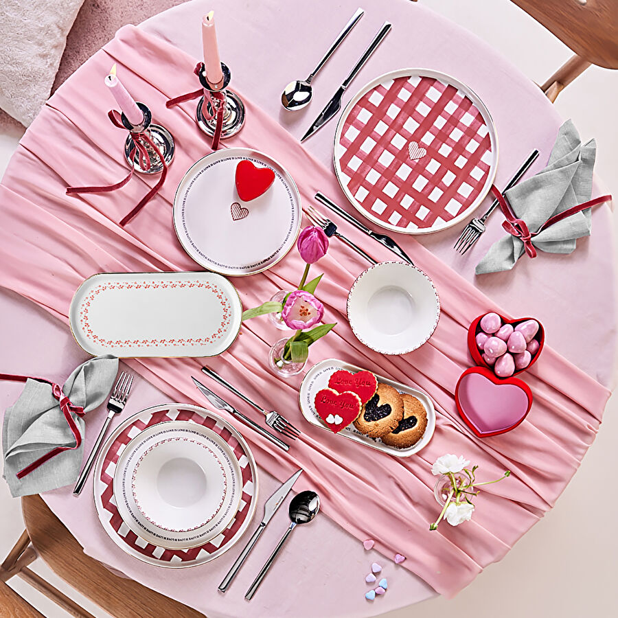 KARACA AMORE 8 PARÇA 2 KİŞİLİK, KIRMIZI