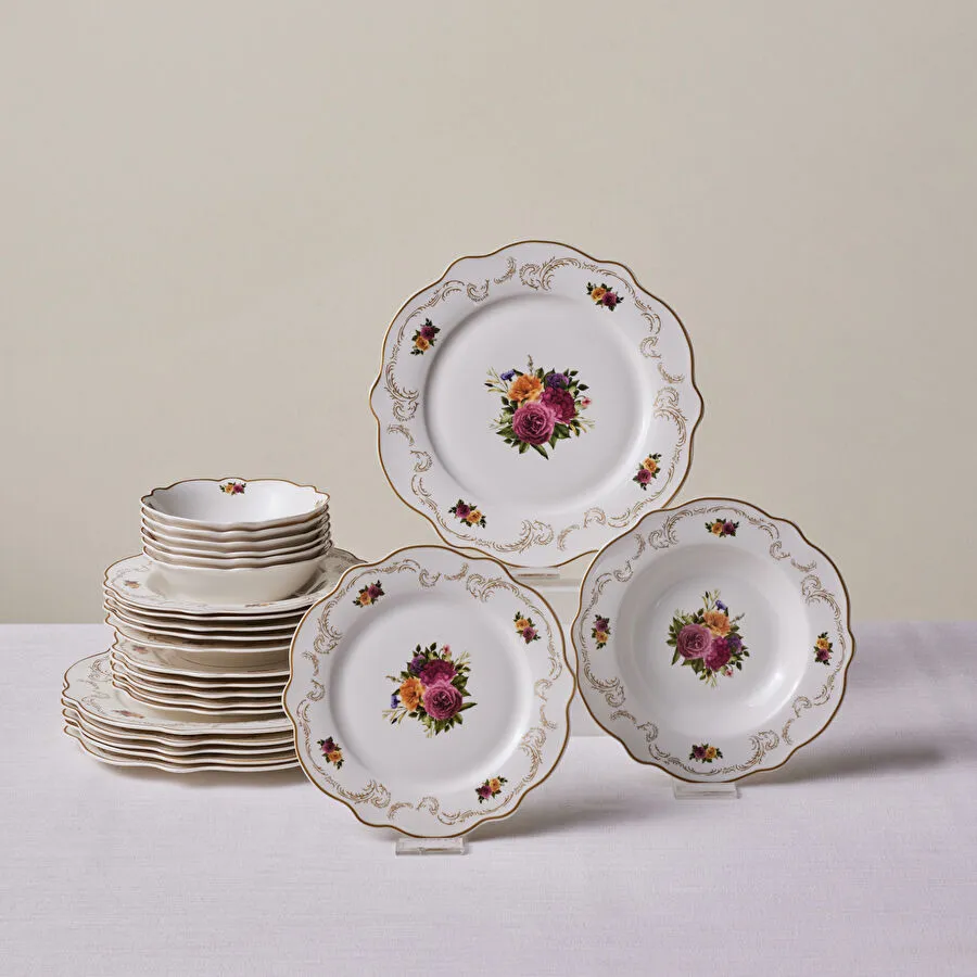 KARACA ANTIQUE 24 PIECES PORCELAIN DINNER SET FOR 6 PEOPLE