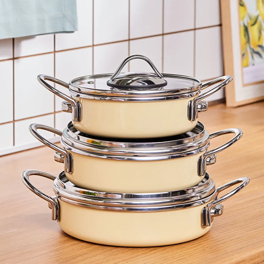 KARACA ATEŞ EMAYE 6 PARÇA OMLET SE, KREM