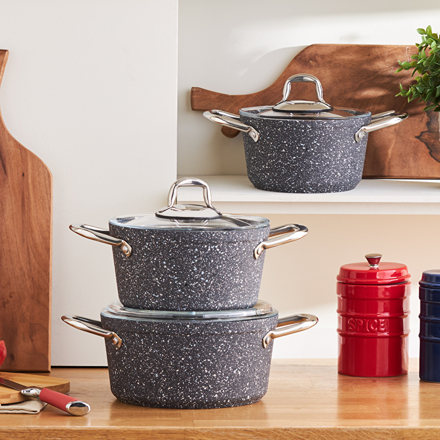 KARACA BIOGRANITE NAVY STONE 6 PIECE MIDI COOKWARE SET