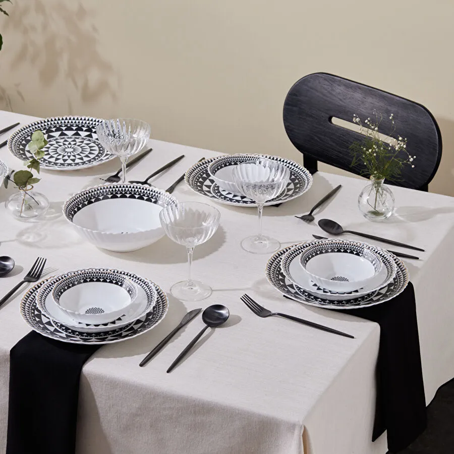 KARACA BLACK GOLD 19 PIECES OPAL DINNER SET FOR 6 PEOPLE