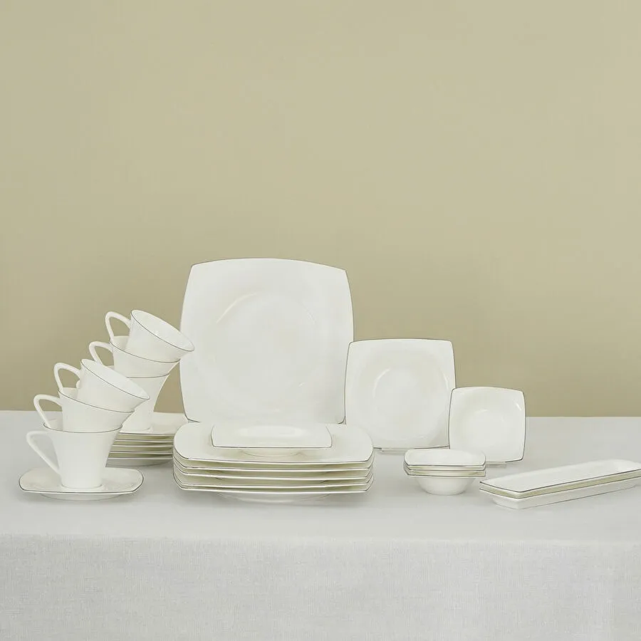 KARACA FINE PEARL RAGUSA PLATINUM 26 PIECES BREAKFAST SET SQUARE