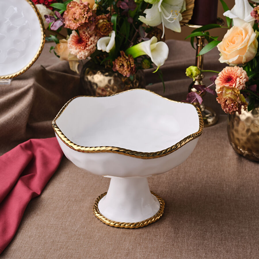 KARACA GOLDEST AYAKLI KASE 26 CM, GOLD