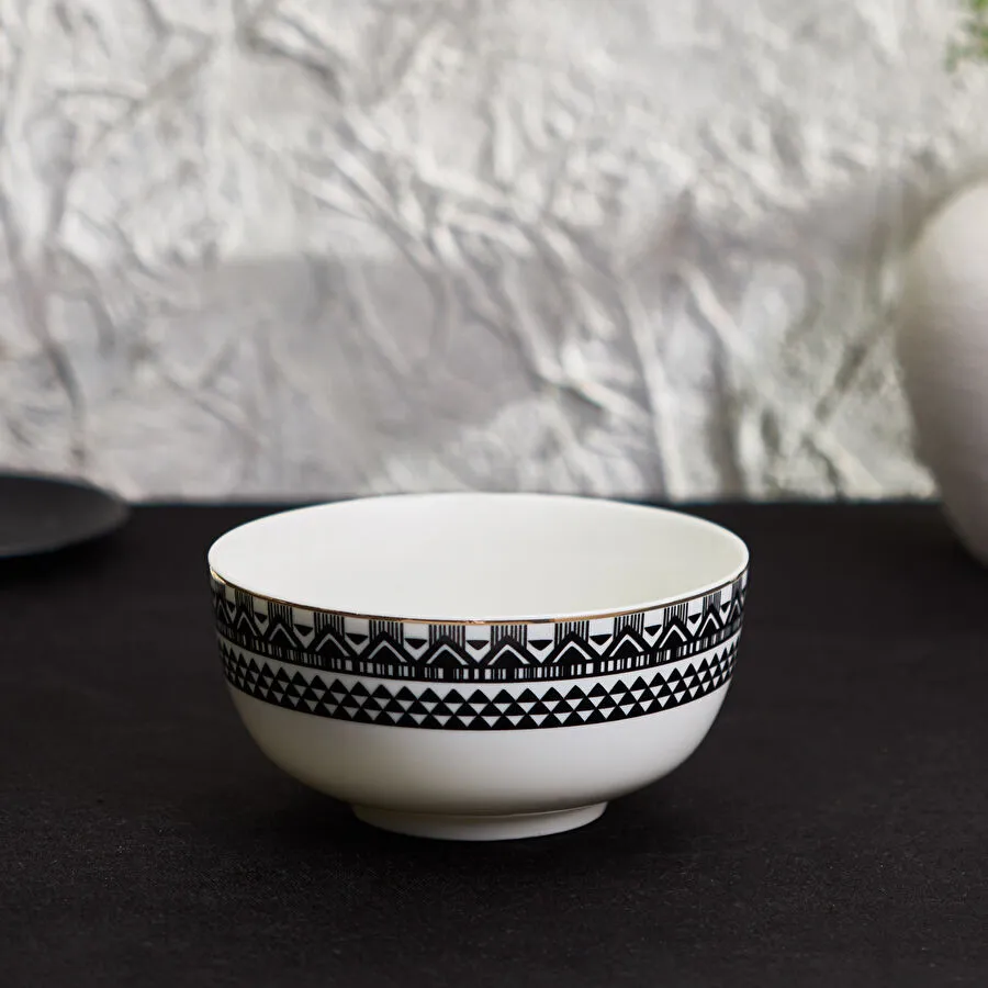 KARACA SILK ROAD GEOMETRIC NOODLE PATTERNED BOWL 14 CM