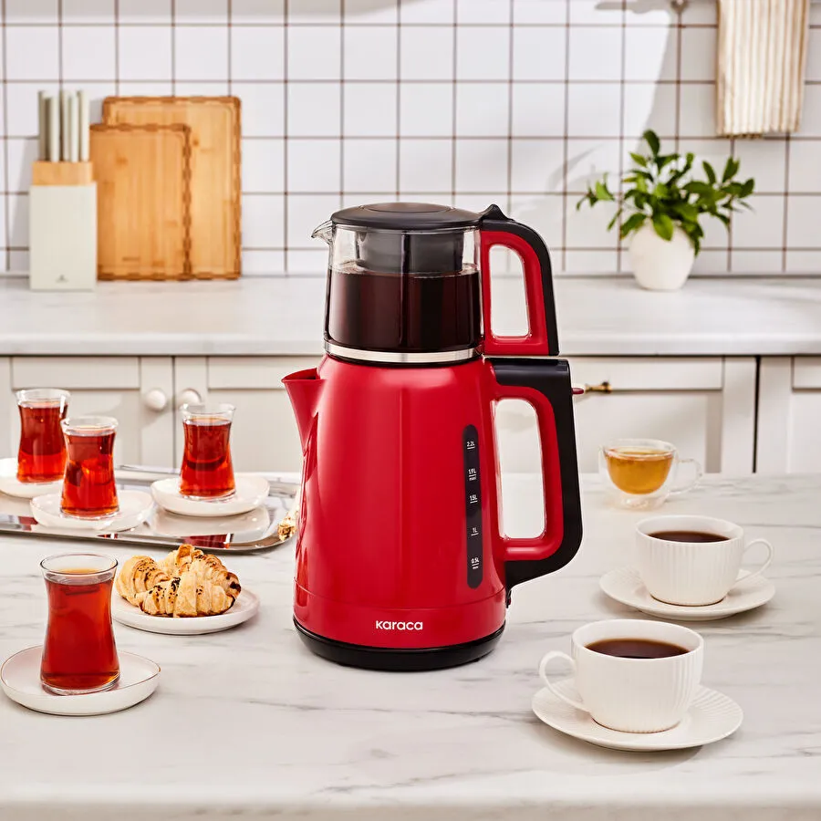 Karaca Mega Tea 1501 35 Çay Bardağı Kapasiteli Çay Makinesi Cherry Red
