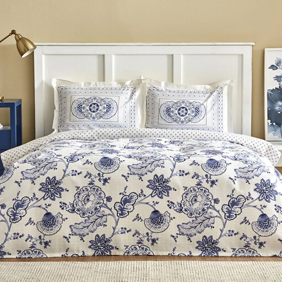 KH AMAR BLUE 100% COTTON RNF DOUBLE KS DUVET COVER TKM PP