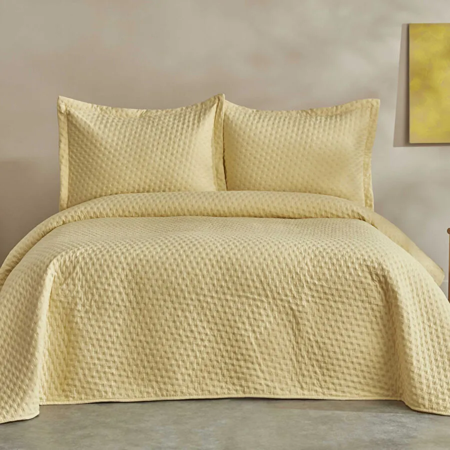 Karaca Home Breeze Soft مجموعة أغطية سرير مزدوجة اللون أصفر