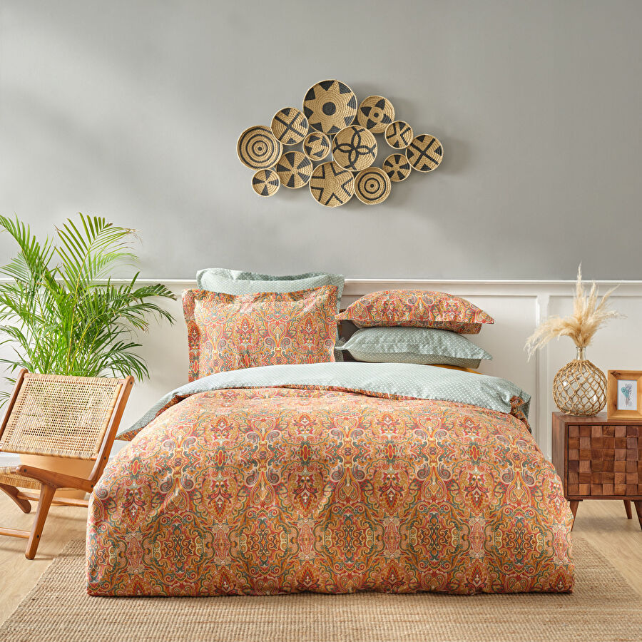 KH EVAN TILE DOUBLE 100% COTTON SATIN DUVET COVER SET