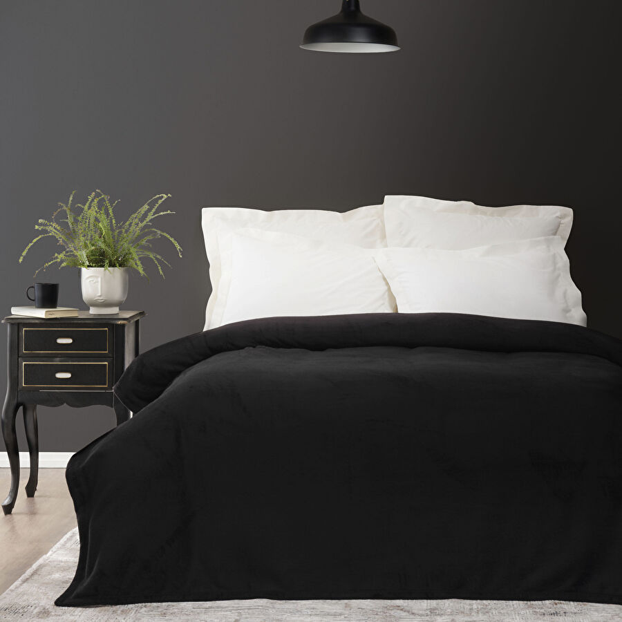 Karaca Home Fiona Siyah Wellsoft Çift Kişilik Battaniye