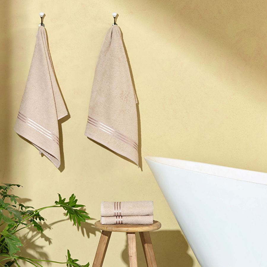 KH STRIPE BEIGE 4-PIECE TOWEL SET 50X90
