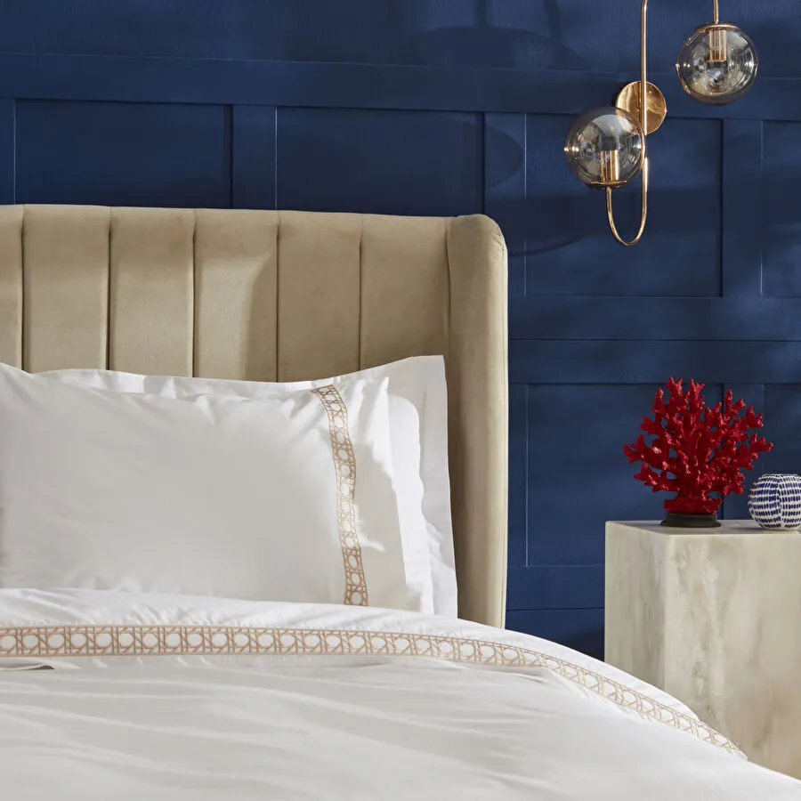 مجموعة ملابس سرير مزدوجة Nautica Home Rattan Percale باللون البيج