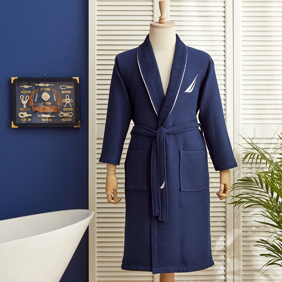 NAU SAIL NAVY BATHROBE S-M