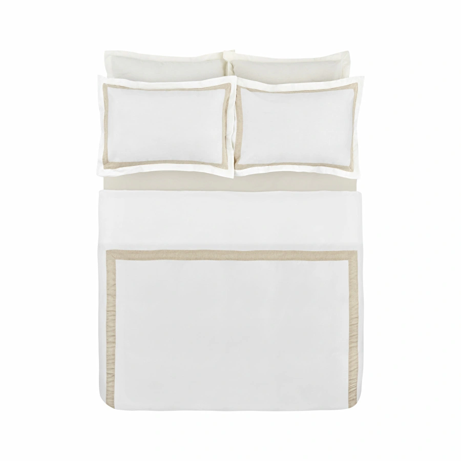 RE BEIGE LINEN DOUBLE KS DUVET COVER SET