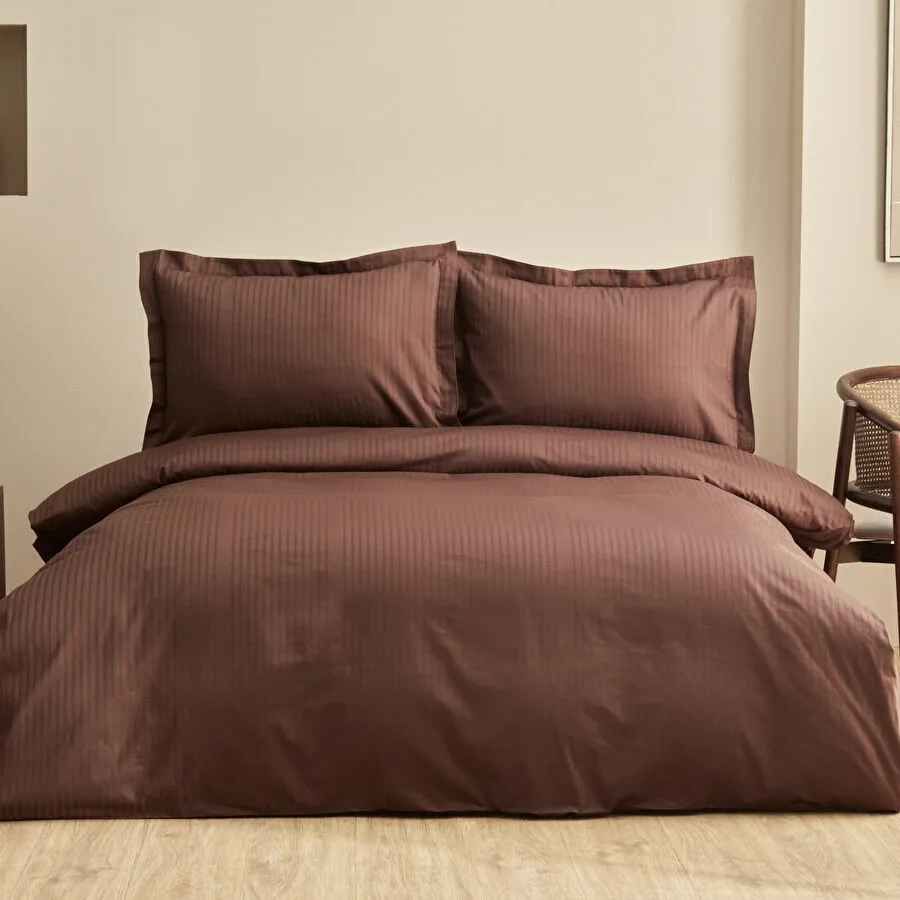 Karaca Home Uniq %100 قطن مفرد سيت ساتان أغطية سرير بني