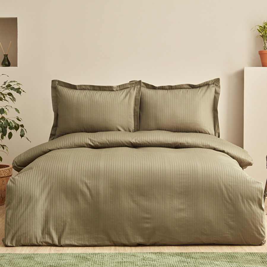 UNIQ KHAKI 100% PMK SATIN TEK KS DUVET COVER TKM