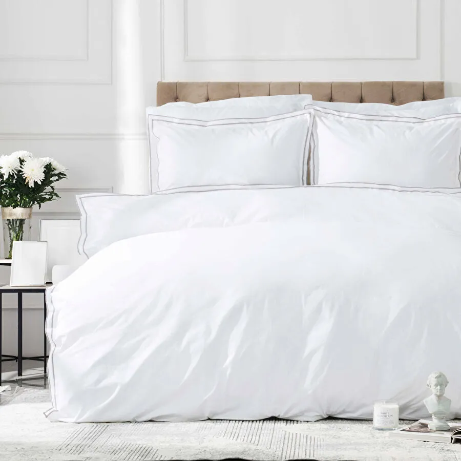 Karaca Home Victorie  Percale Çift Kişilik Nevresim Takımı Pikolu Gri