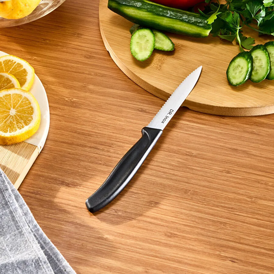 [1000234706001] Dr. Inox Tırtıklı Sebze Bıcağı Siyah 21 cm
