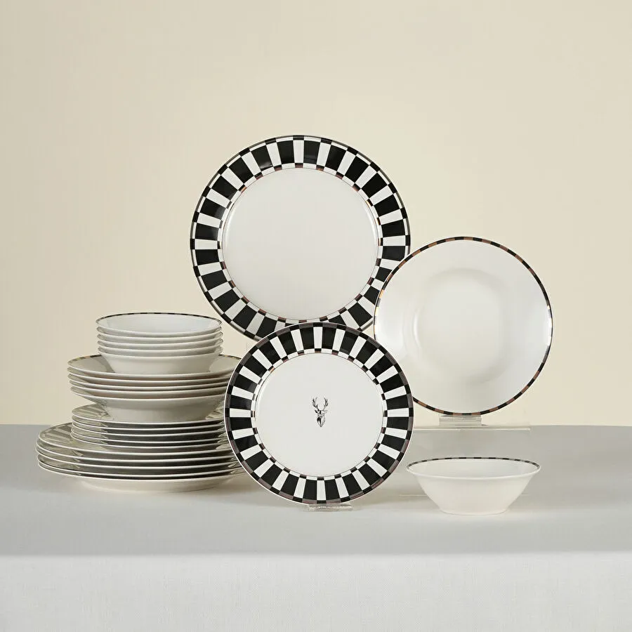 [153.03.06.2400] KARACA ARIES BLACK 24 PIECE DINNER SET