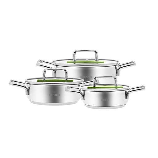 [153.03.08.2647] KARACA ARYA 6 PIECE MIDI STEEL POT SET GREEN