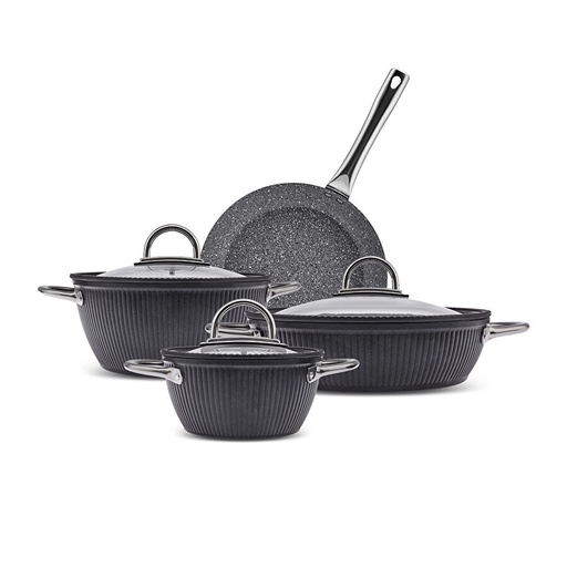 [153.09.01.3651] طقم قدور كاراكا بيوجرانيت ليونا ٧ قطع أسود
