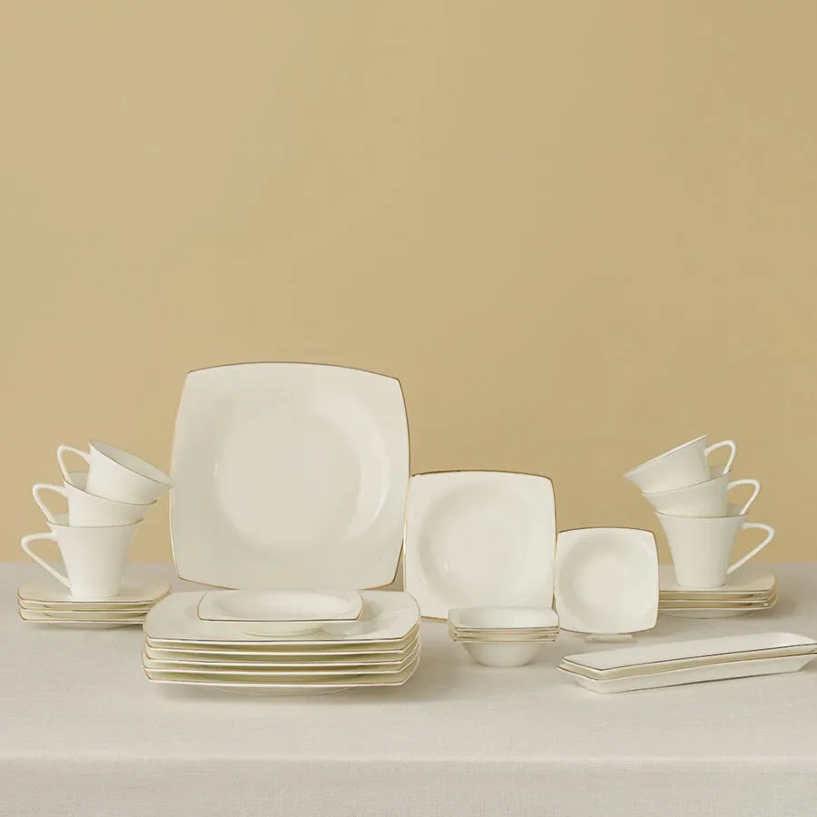 [153.09.01.3279] KARACA FINE PEARL RAGUSA GOLD 26 PIECES BREAKFAST SET SQUARE