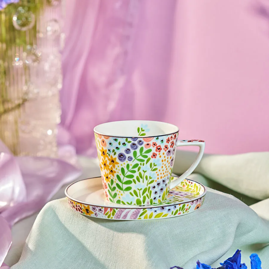 [1000202572001] Karaca Fiore Çay Fincanı ve Tabağı 260 ml
