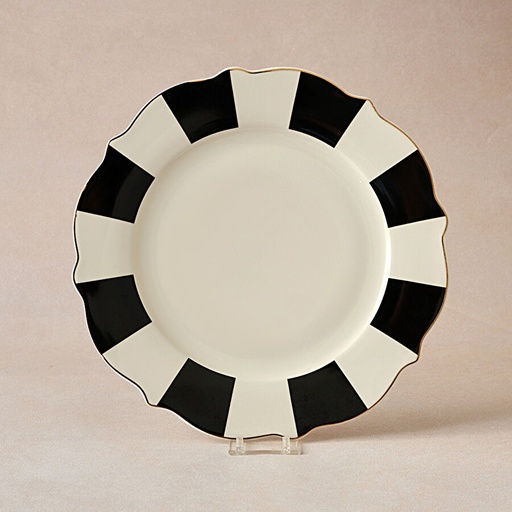 [153.09.01.4366] Karaca New Romantic Kalın Çizgili Pasta Tabağı 21 cm Siyah