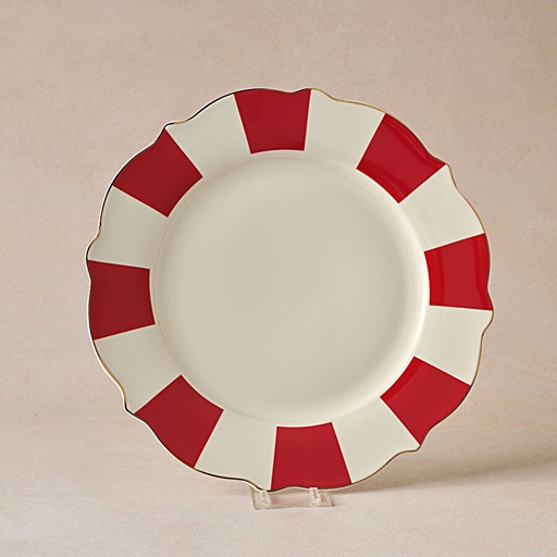 [153.09.01.4363] KARACA NEW ROMANTIC RED THICK STRIPED CAKE PLATE 21CM