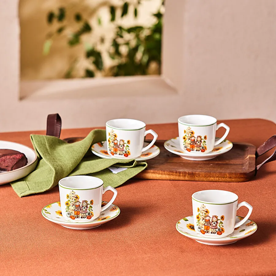 [153.09.01.0193] KARACA SUNFLOWER 80 ML COFFEE CUP FOR 4 PEOPLE