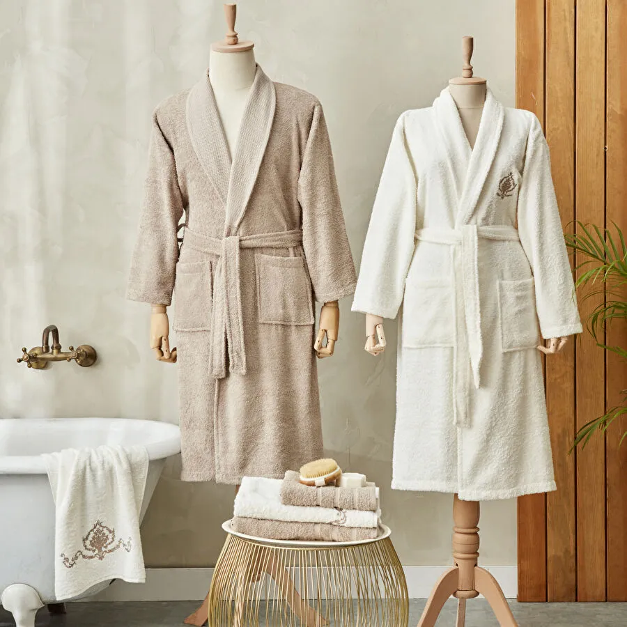 [200.22.04.0077] KH DESMA WHITE - BEIGE FAMILY BATHROOM SET