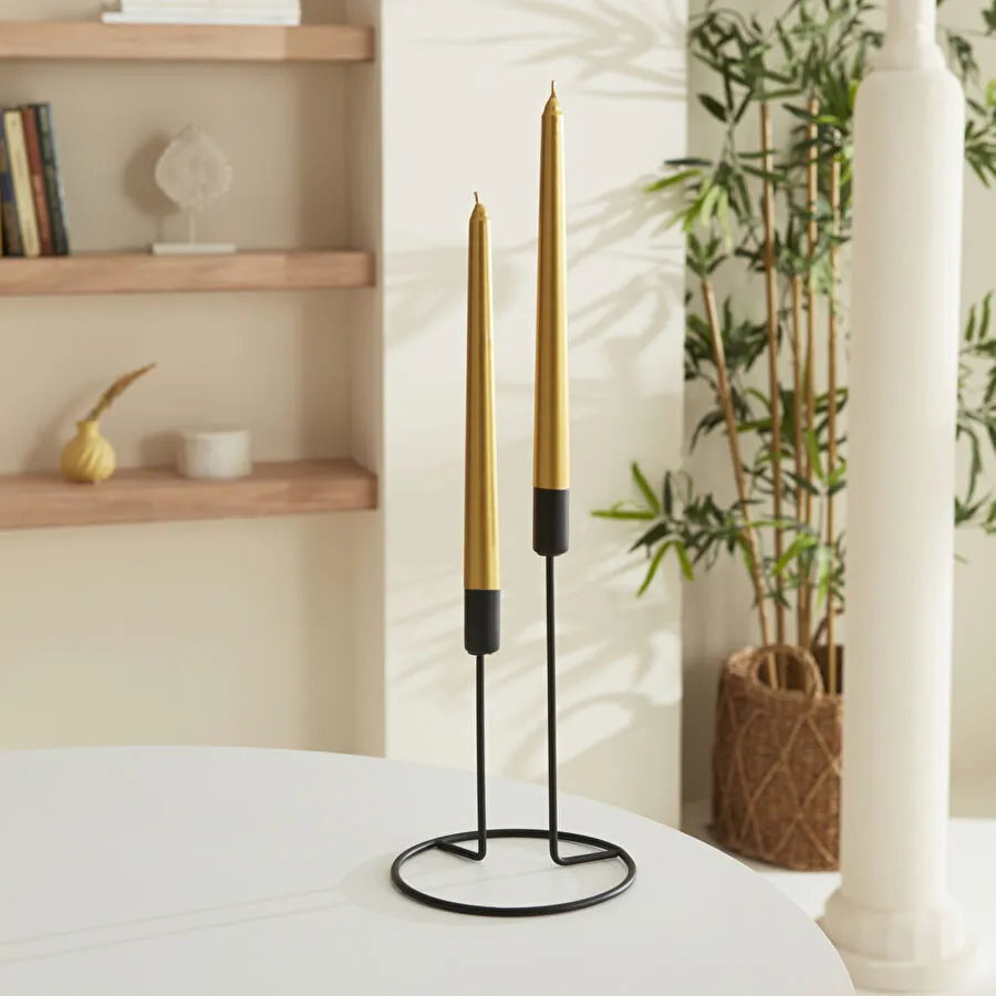 [1000009700003] 2'Lİ ŞAMDAN MUM 24 CM, GOLD
