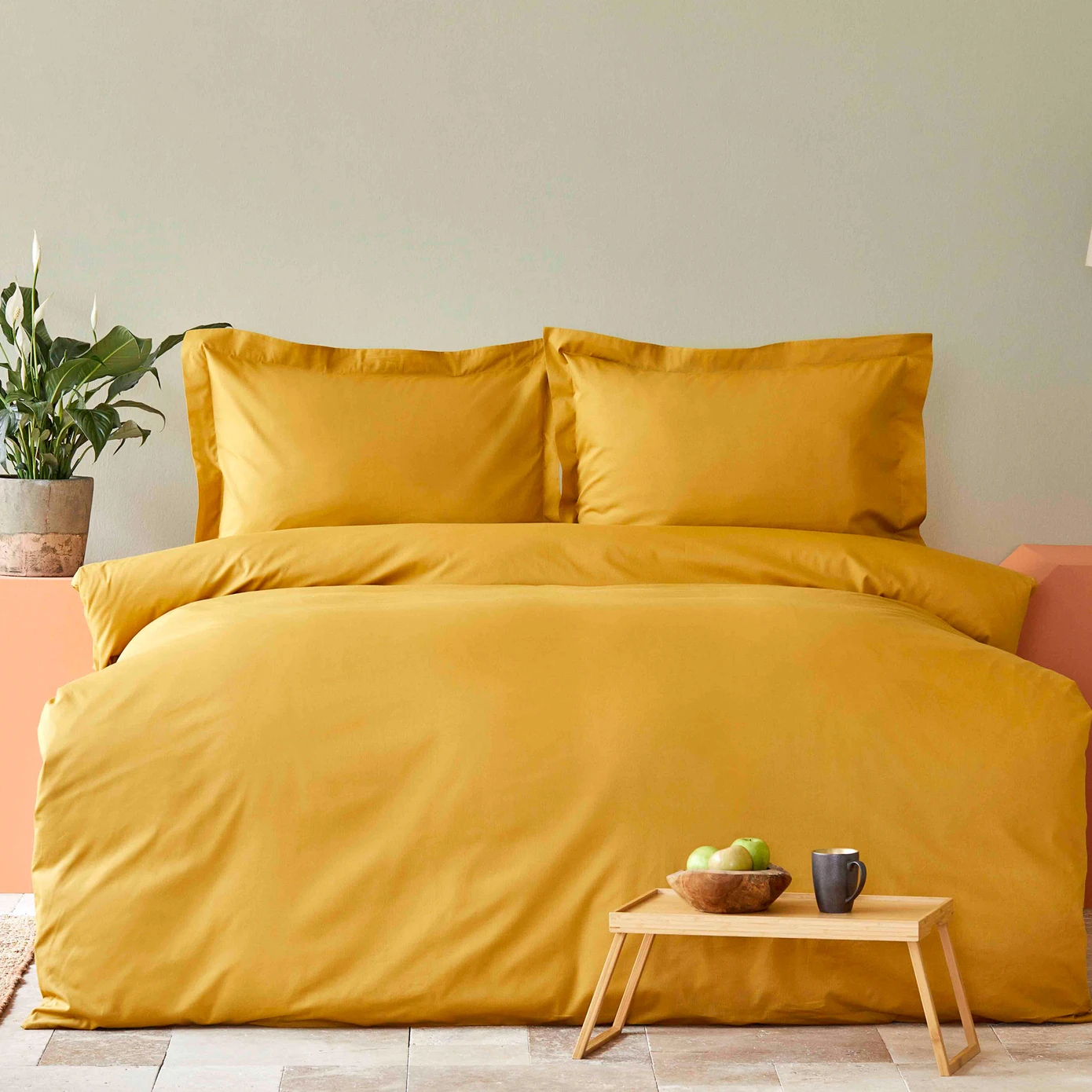 BACK TO BASIC LIGHT MUSTARD TEK KS DUVET COVER SET