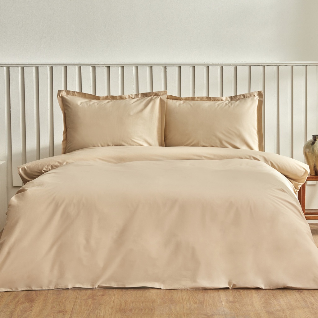 COOL TOUCH BASIC BEIGE DOUBLE DUVET COVER SET