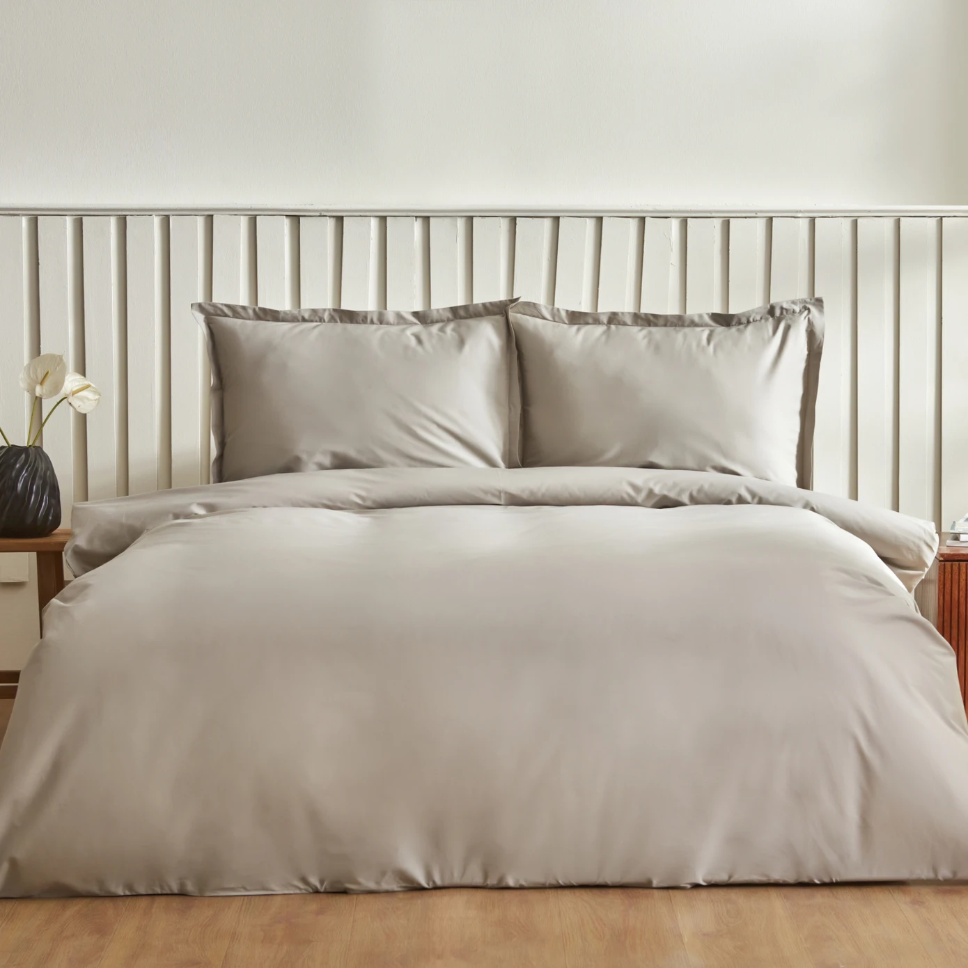 COOL TOUCH BASIC GRAY DOUBLE DUVET COVER SET