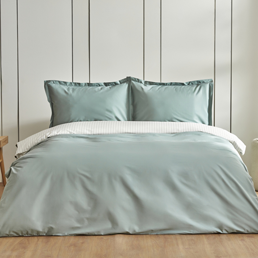 Karaca Home Cool Touch Stripe套装套装双人床单套装 绿色