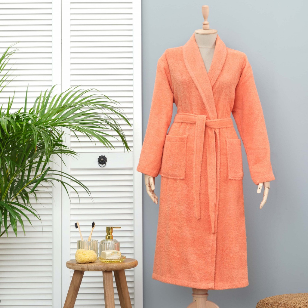 DAILY SOFT SALMON 100% COTTON WOMEN'S BATHROBE S/M