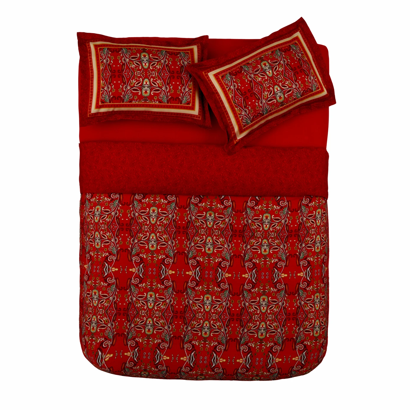 DORA RED 100% PMK DOUBLE KS SATIN DUVET COVER TKM