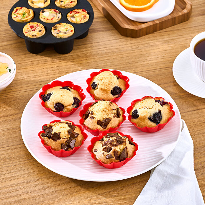 KARACA 6’LI SİLİKON MUFFIN KALI, KIRMIZI