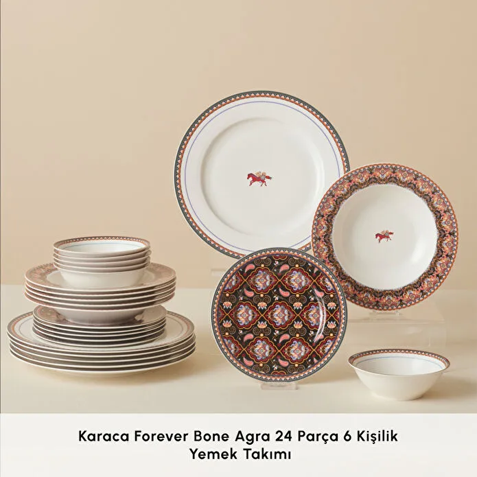 KARACA AGRA 24 PIECES PORCELAIN DINNER SET FOR 6 PEOPLE