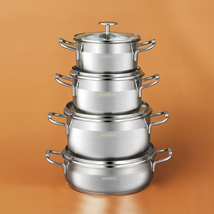 KARACA ARVEN 8 PARÇA ÇELİK TENC, RENKSİZ