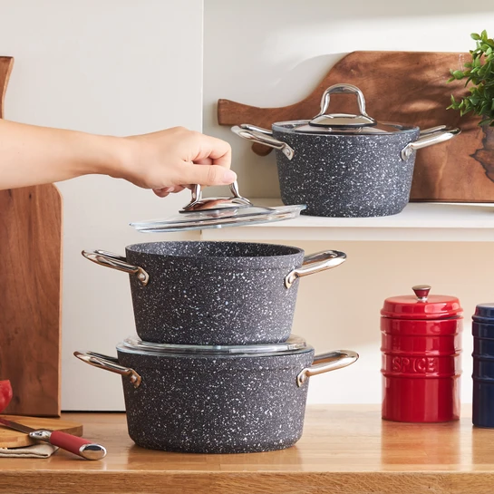 KARACA BIOGRANITE NAVY STONE 6 PIECE MIDI COOKWARE SET