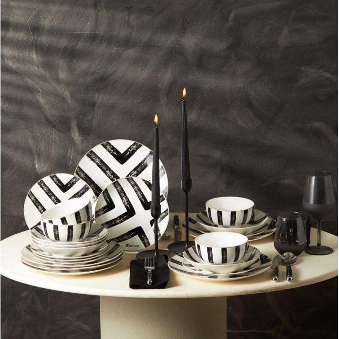 KARACA BLACK BLUSH LINE 24 PIECE DINNER SET FOR 6 PEOPLE