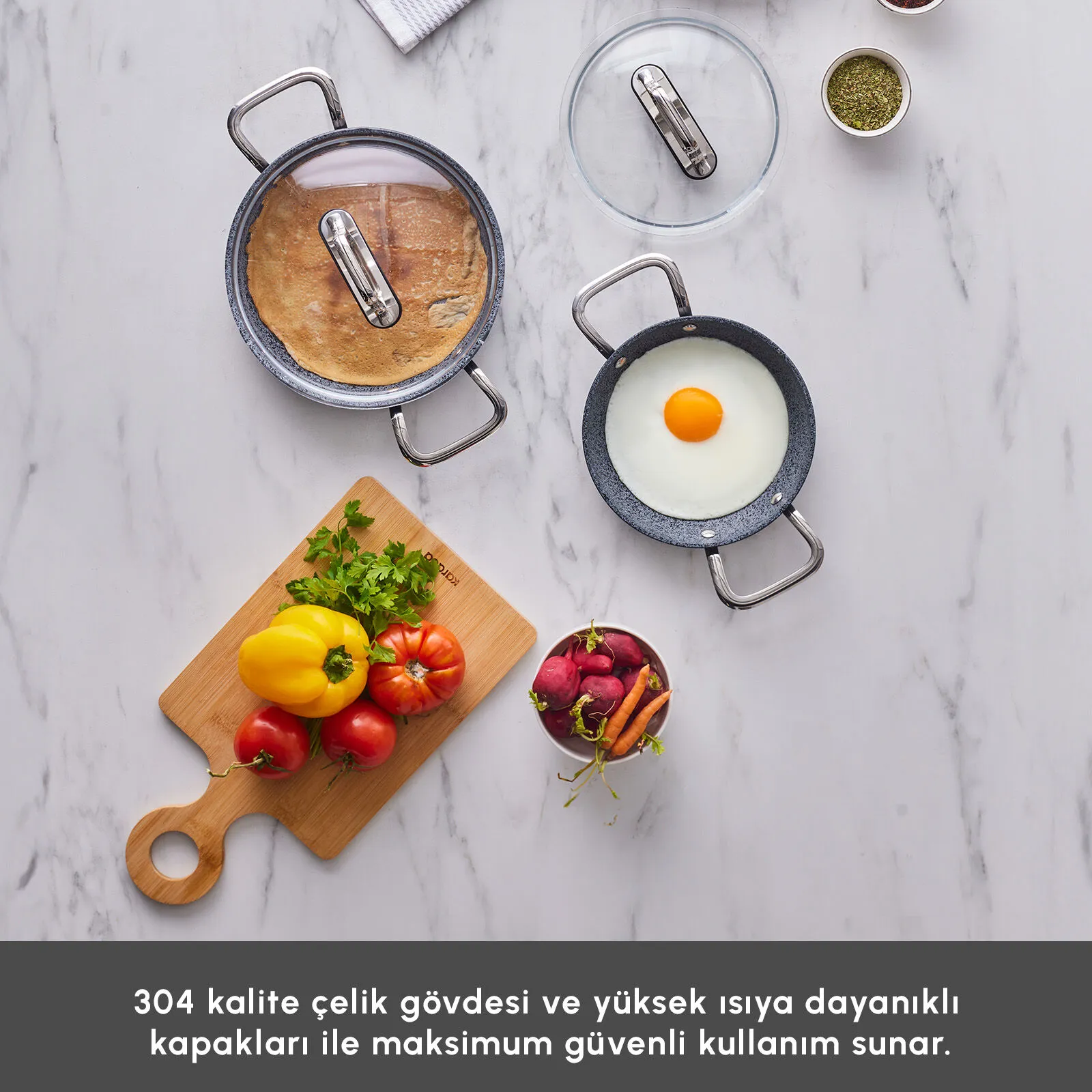 KARACA BİOGRANİT MONET 4 PARÇA SA, SİYAH