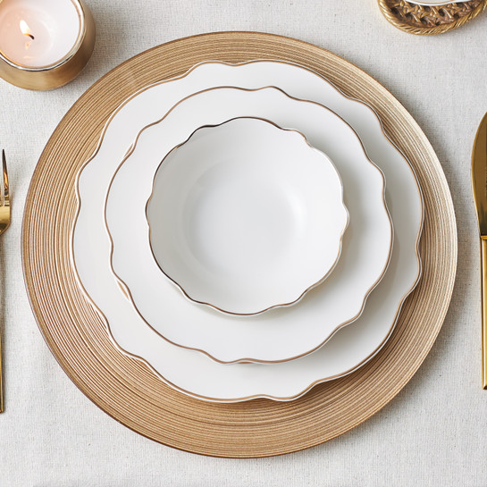 KARACA DAISY GOLD WAVE SHAPE 24 PIECES YMT FOR 6 PEOPLE