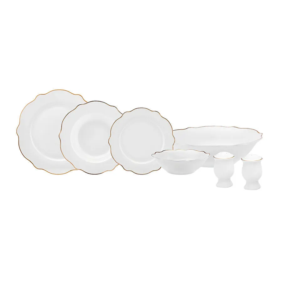 KARACA DAISY GOLD WAVE SHAPE LONG BOWL 27 PIECES 6 KŞLK YMT