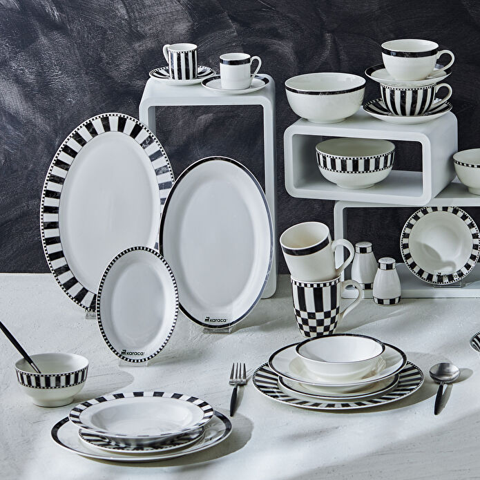 KARACA DAMALI SERVİS TABAĞI 27CM, SİYAH