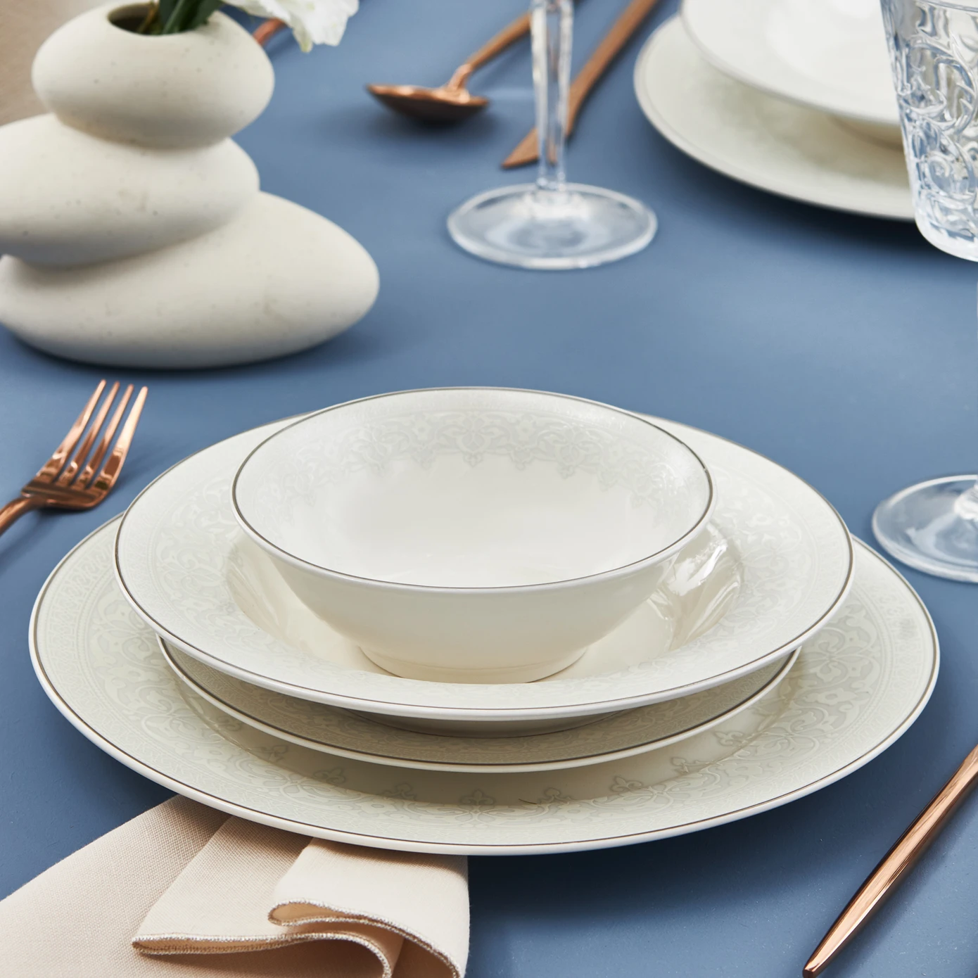 KARACA DOME 24 PIECES PORCELAIN DINNER SET FOR 6 PEOPLE