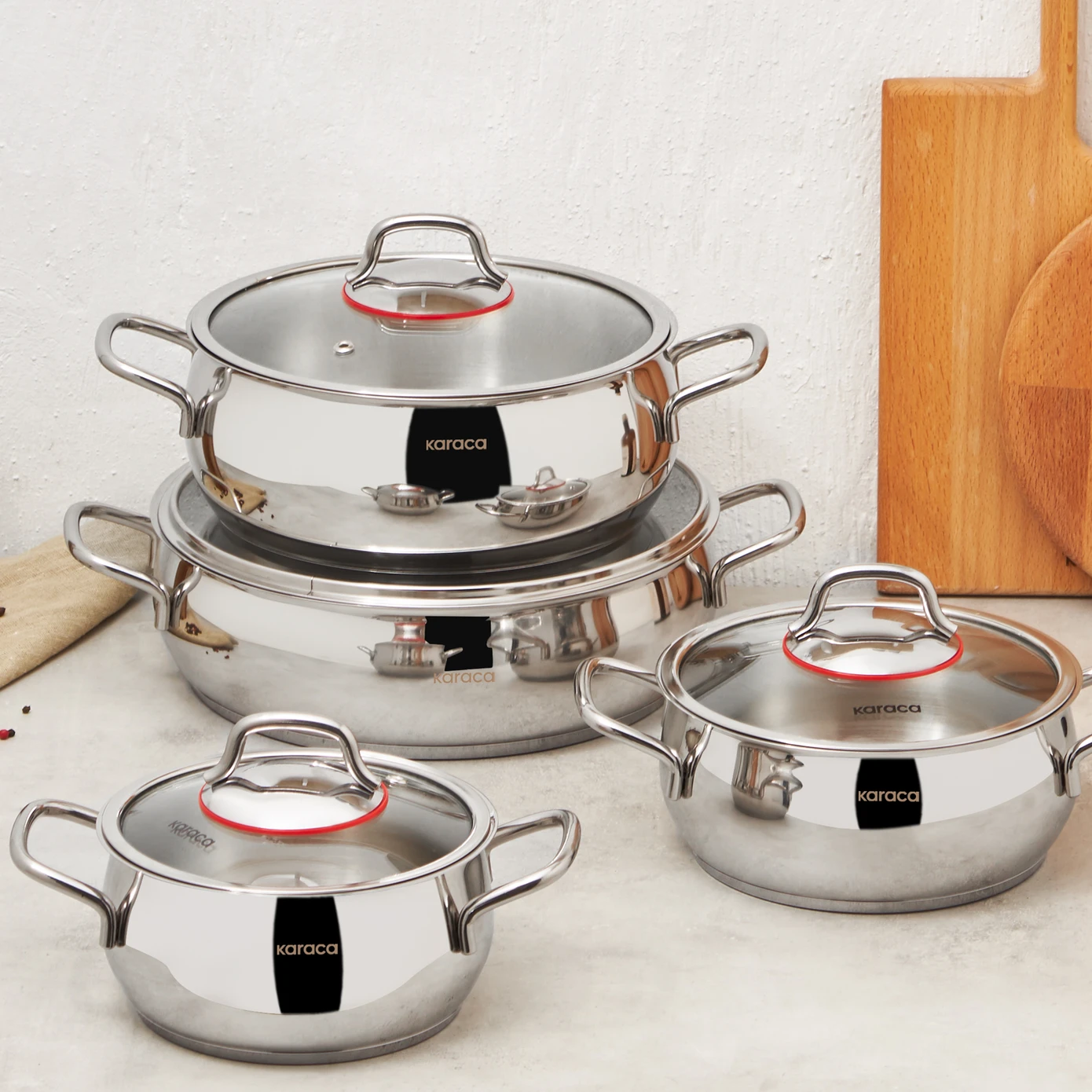 KARACA EMİRGAN STEEL POT SET 8 PIECES